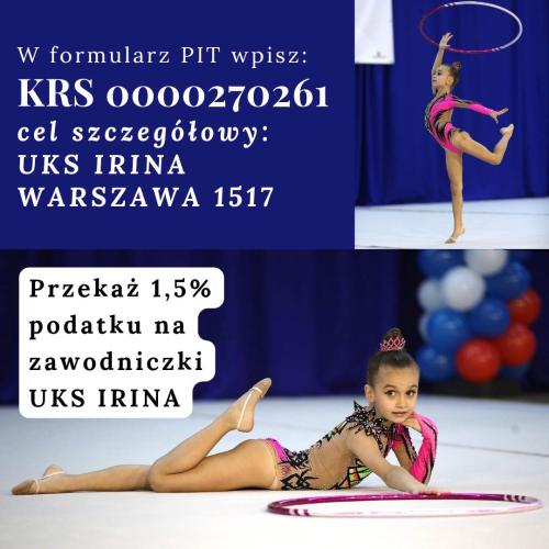 Lila, zawodniczka UKS Irina Warszawa